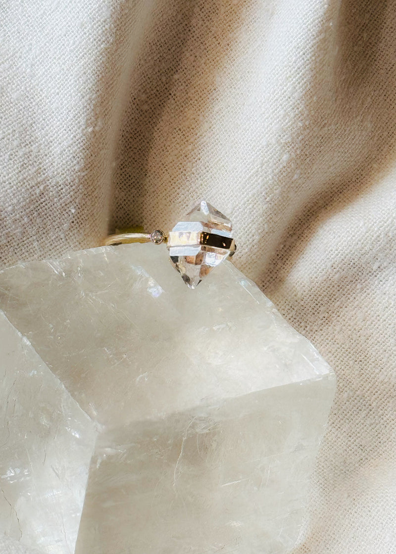 14k Gold and Herkimer diamond Ring