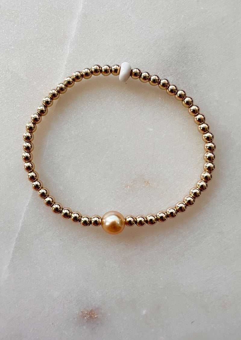 Stretchy Petit Golden South Sea Pearl bracelet