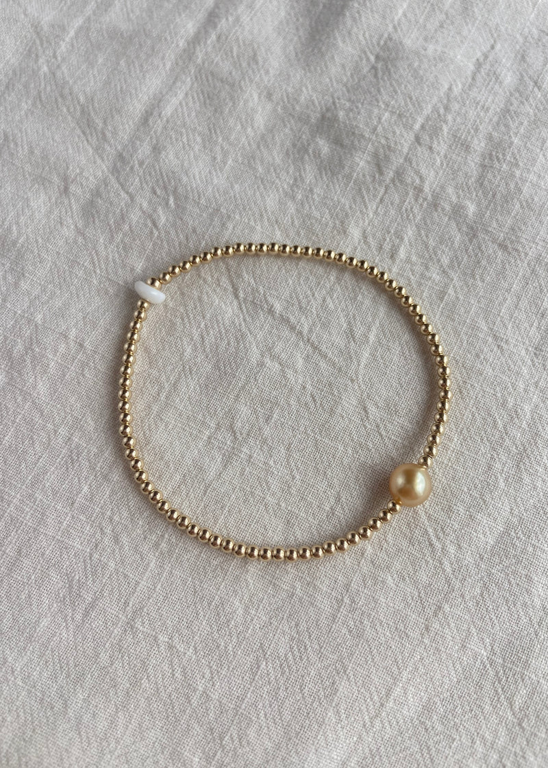 Stretchy Petit Golden South Sea Pearl bracelet