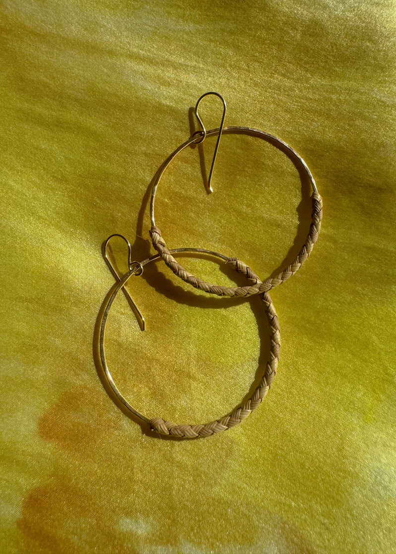 Lauhala Wrapped 14k gf hoops