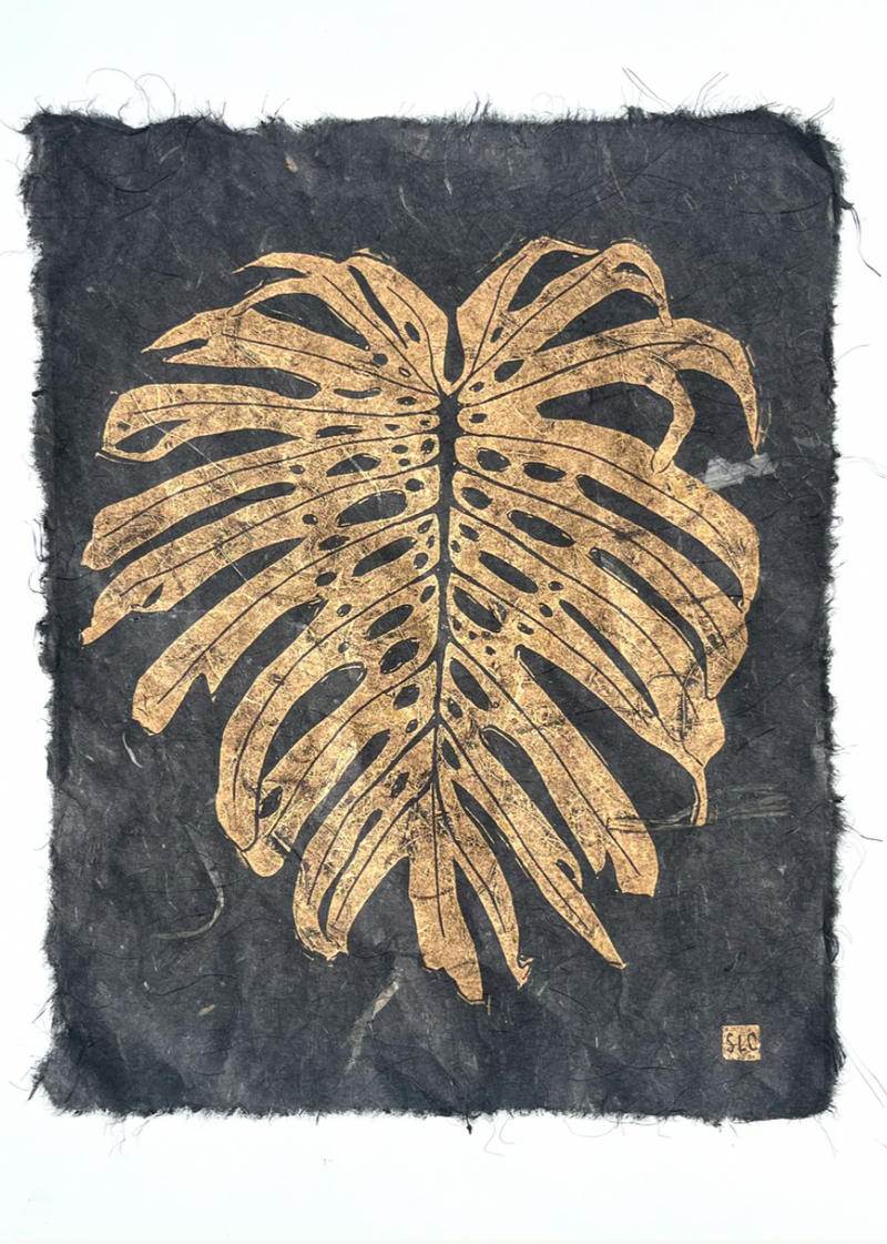 Monstera  - Gold on Black