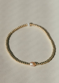 Single Petit Pink Freshwater Keshi Stretchy Bracelet