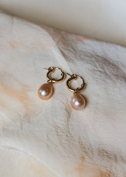 Pale Pink Freshwater Pearl Earrings on Gold Filled