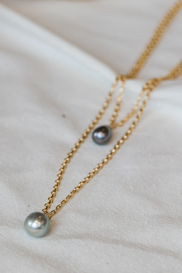 Tahitian Pearls on Fancy Gold Filled Rolo Chain