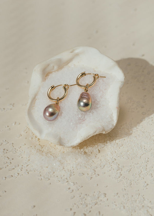 Pink Metallic Freshwater Pearl Earrings on Gold Filled