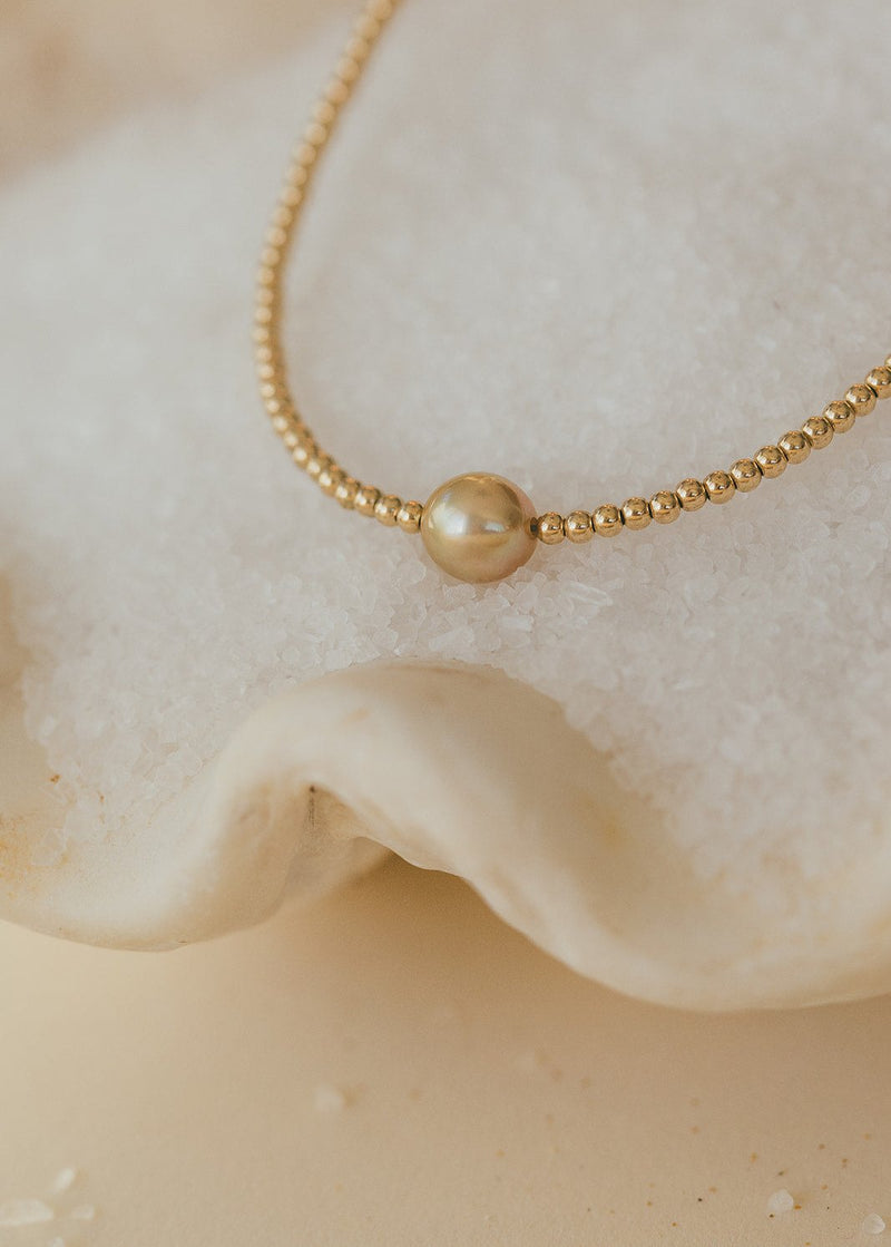 Beaded Golden Pearl Necklace