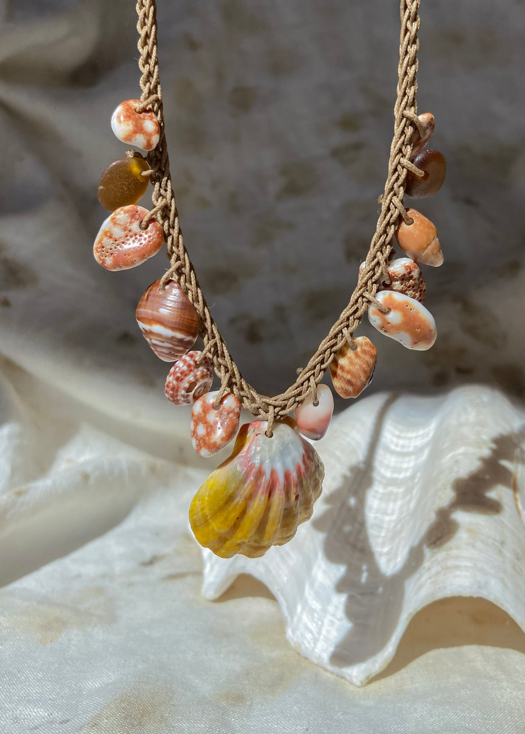 Vintage Cadoro Natural Sea Shell Necklace - Ruby Lane